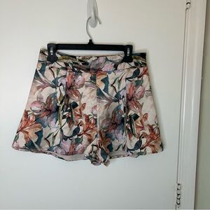 Luxxel | multi-colored tropical floral print satin shorts | large